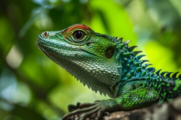 Fototapeta premium lizard face, Beautiful wildlife of creation, lizard, Ai generated