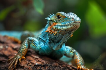 Obraz premium lizard face, Beautiful wildlife of creation, lizard, Ai generated