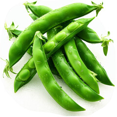 Fresh Green Peas in Pod on White Background, Perfect for Healthy Eating and Cooking