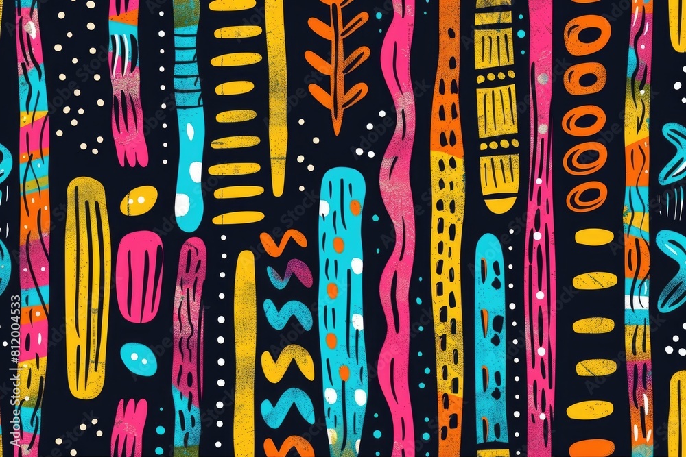 Fototapete a vibrant multicolored pattern on a dark black background. suitable for various design projects