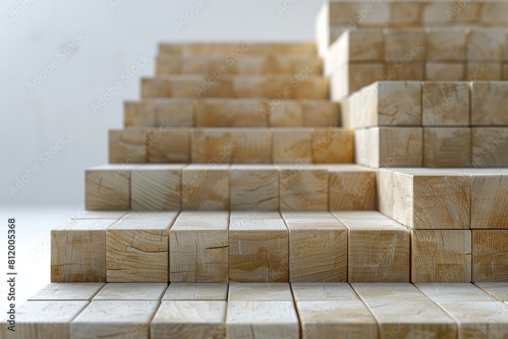 Poster a pile of wooden blocks stacked on top of each other. suitable for educational and construction them