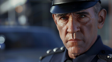 Close-up of police officer in uniform