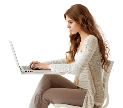 Woman working on laptop