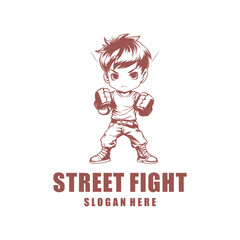 Fighter kid, mascot logo vector illustration