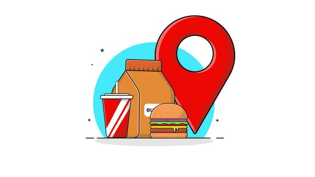 4k Online Food Delivery Location Concept Animation Video