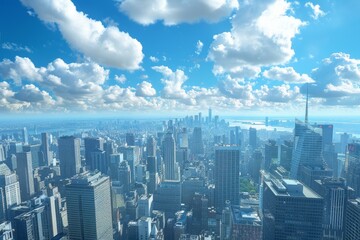 New York Cityscape with Clouds