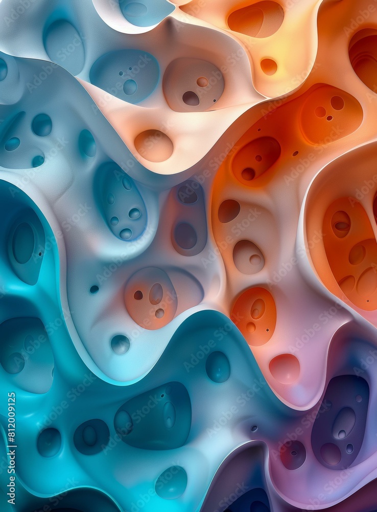 Fototapete colorful 3d rendering of an organic structure with a bumpy surface