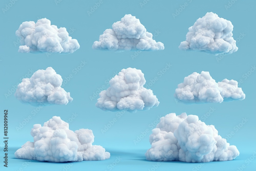 Poster a collection of clouds against a blue sky. perfect for various design projects