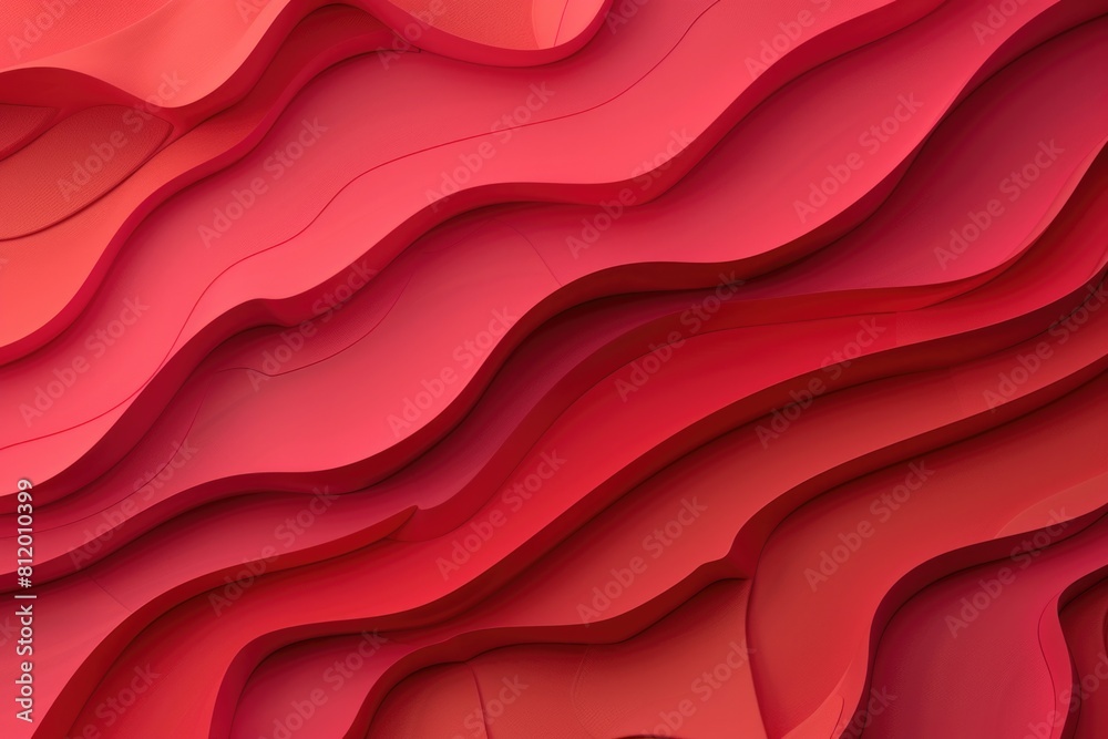 Poster close up of a vibrant red wall with wavy lines, suitable for graphic design projects
