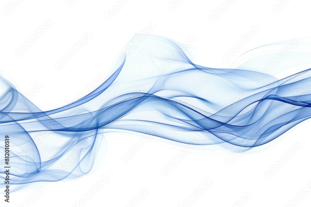 Poster Abstract blue smoke wave on a white backdrop. Perfect for adding a touch of color and creativity to design projects
