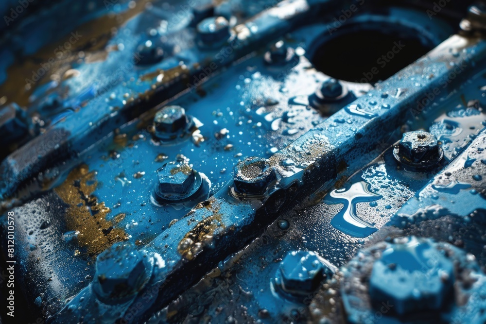 Poster close up of a metal object with water droplets, suitable for various design projects