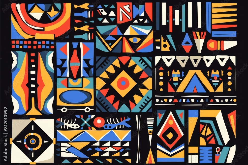 Poster vibrant and bold pattern against a dark backdrop, perfect for graphic design projects