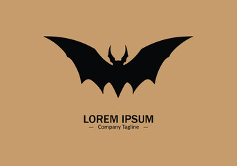 Logo of a bat icon silhouette design on light brown background