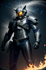 Naklejka premium AI, Man in space