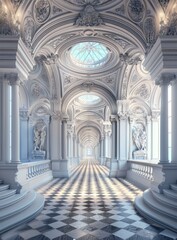 Obraz premium ornate hallway with statues