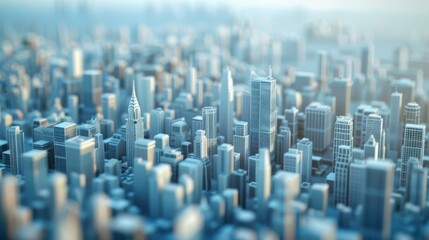 Obraz premium Blue and white miniature city model