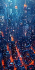 Naklejka premium Aä¿¯çž°å¤œæ™¯çš„åŸŽå¸‚