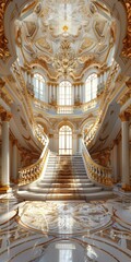 Obraz premium ornate golden staircase in a grand hall