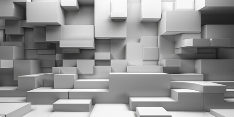3D rendering of a geometric background with white cubes