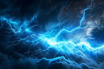 Fototapeta premium Blue lightning , abstract plasma, and energy background, AI-generated