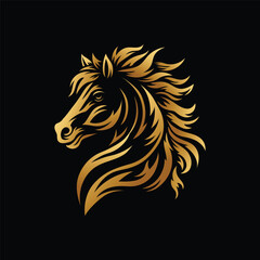 Obraz premium horse head silhouette golden color