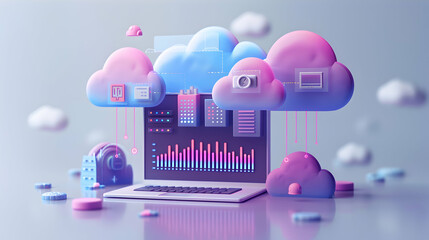 3D Cute Icon of IT Specialists Working on Enhancing Cloud Network Performance for Faster  Reliable Service   Isometric Flat Illustration Concept