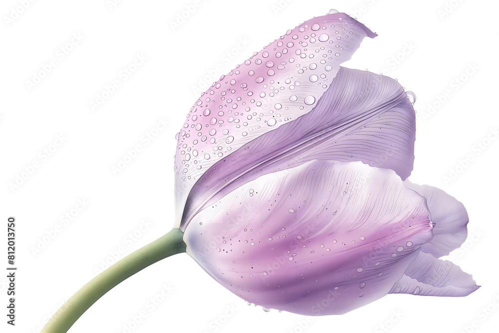 Wall mural Ethereal Dew-Kissed Lilac Tulip: A Hyperrealistic Watercolor Vision