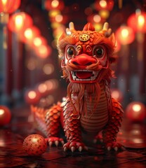 A cute cartoon dragon mascot for the Chinese New Year celebration