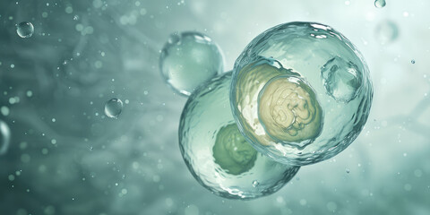 Close-up of a human embryo cell during cell division after fertilization, macro 3d.