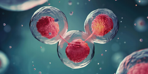 Close-up of a human embryo cell during cell division after fertilization, macro 3d.