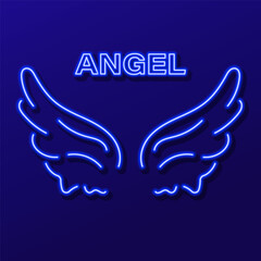 Obraz premium angel neon sign, modern glowing banner design, colorful modern design trend. Vector illustration.