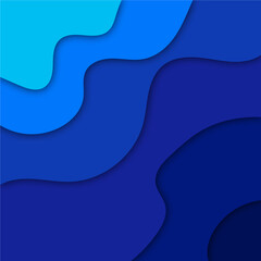 Blue waves of water Layered paper card. 3D origami design. here is an illustration. eps 10