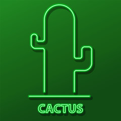 cactus neon sign, modern glowing banner design, colorful modern design trend. Vector illustration.
