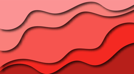 paper cut banner with abstract background 3D layers of red waves. Abstract brochure and flyer layout design. Paper art vector illustration.