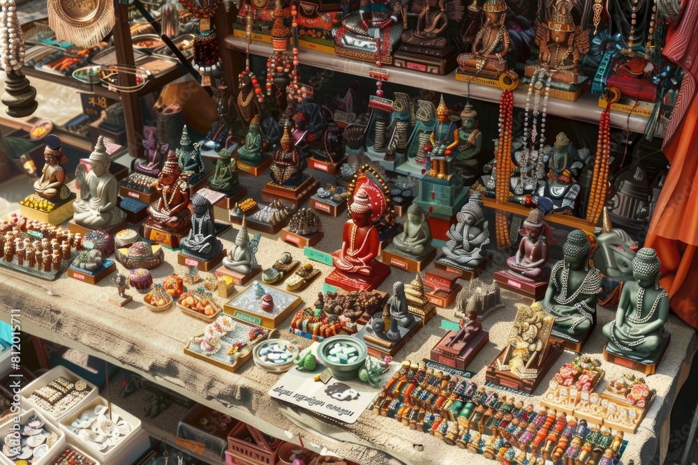 Poster Various items displayed on a wooden table, versatile for multiple uses