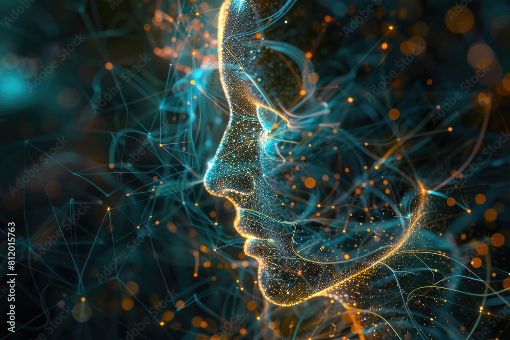 Poster Close-up digital image of a person's face, perfect for use in various design projects