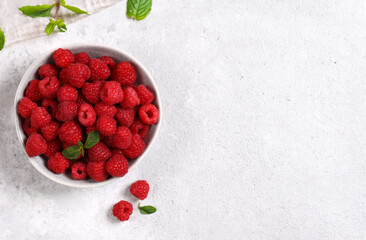 ripe organic berry red raspberry in a bowl