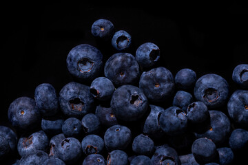close-up of healthy blueberries