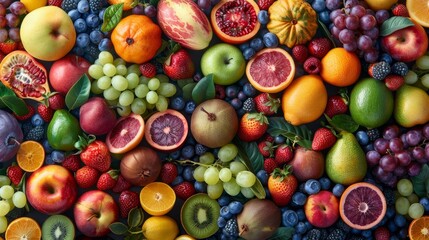 Craft an image showcasing a colorful array of fruits