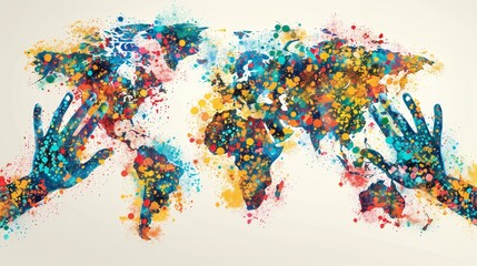 Fototapeta premium Craft an image that symbolizes global connectivity and cooperation
