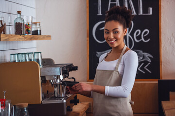 Afro American barista