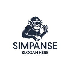 Simpanse, animal and wildlife logo vector illustration