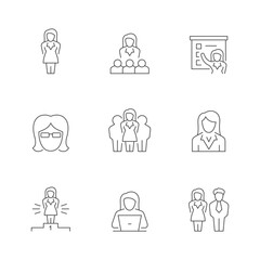 Set line icons of businesswoman