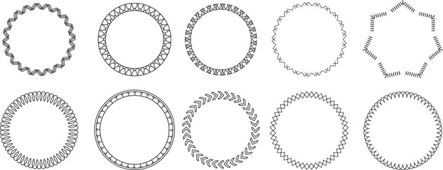 Set of Vintage Celtic circle frames. Decorative border, constructed from lines, shaped into repeated motif. Circular magical patterns vector Illustration.
