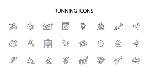 running icon set.vector.Editable stroke.linear style sign for use web design,logo.Symbol illustration.