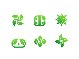 Natural abstract leaf logo vector.