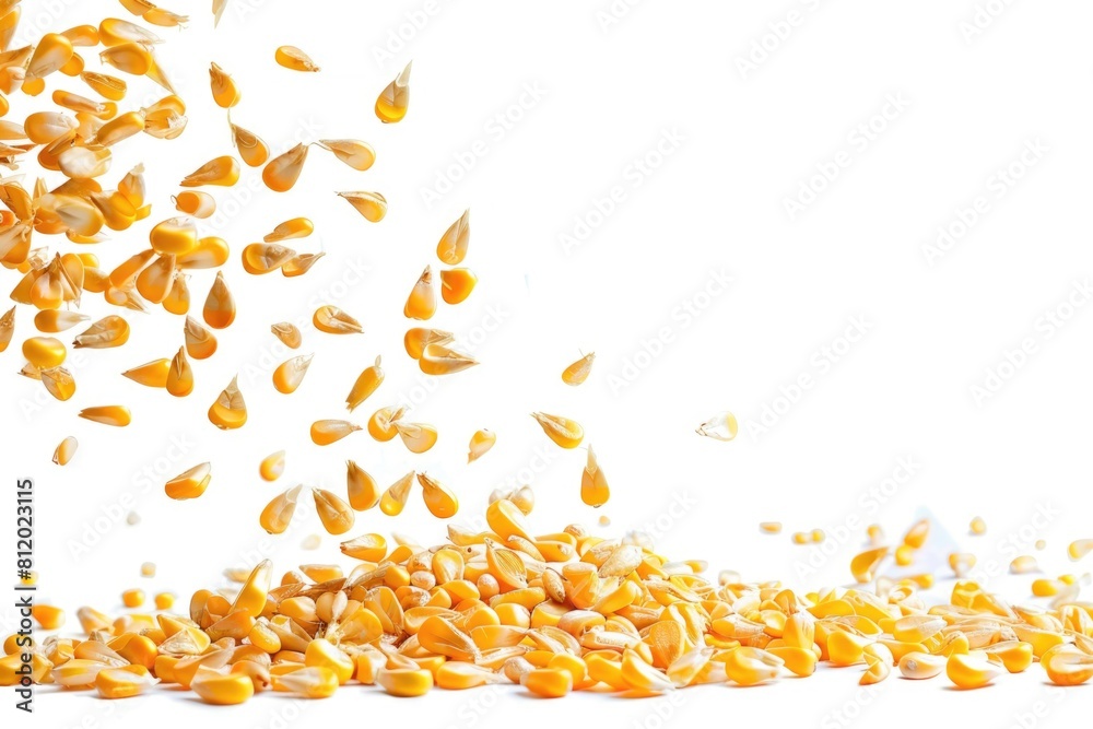 Poster a pile of corn falling into the air. suitable for agricultural concepts