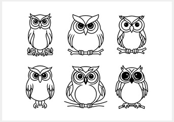 Doodle owl icon isolated. Animal art. Coloring page book. Sketch vector stock illustration. EPS 10