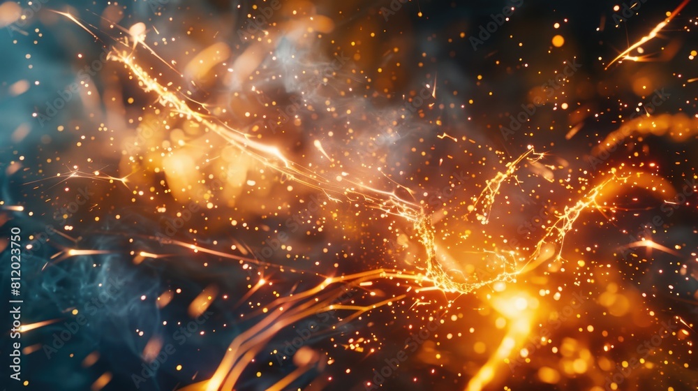 Poster close up of sparkler on dark backdrop, ideal for festive concepts
