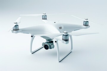 A white drone with a camera attached, perfect for aerial photography projects